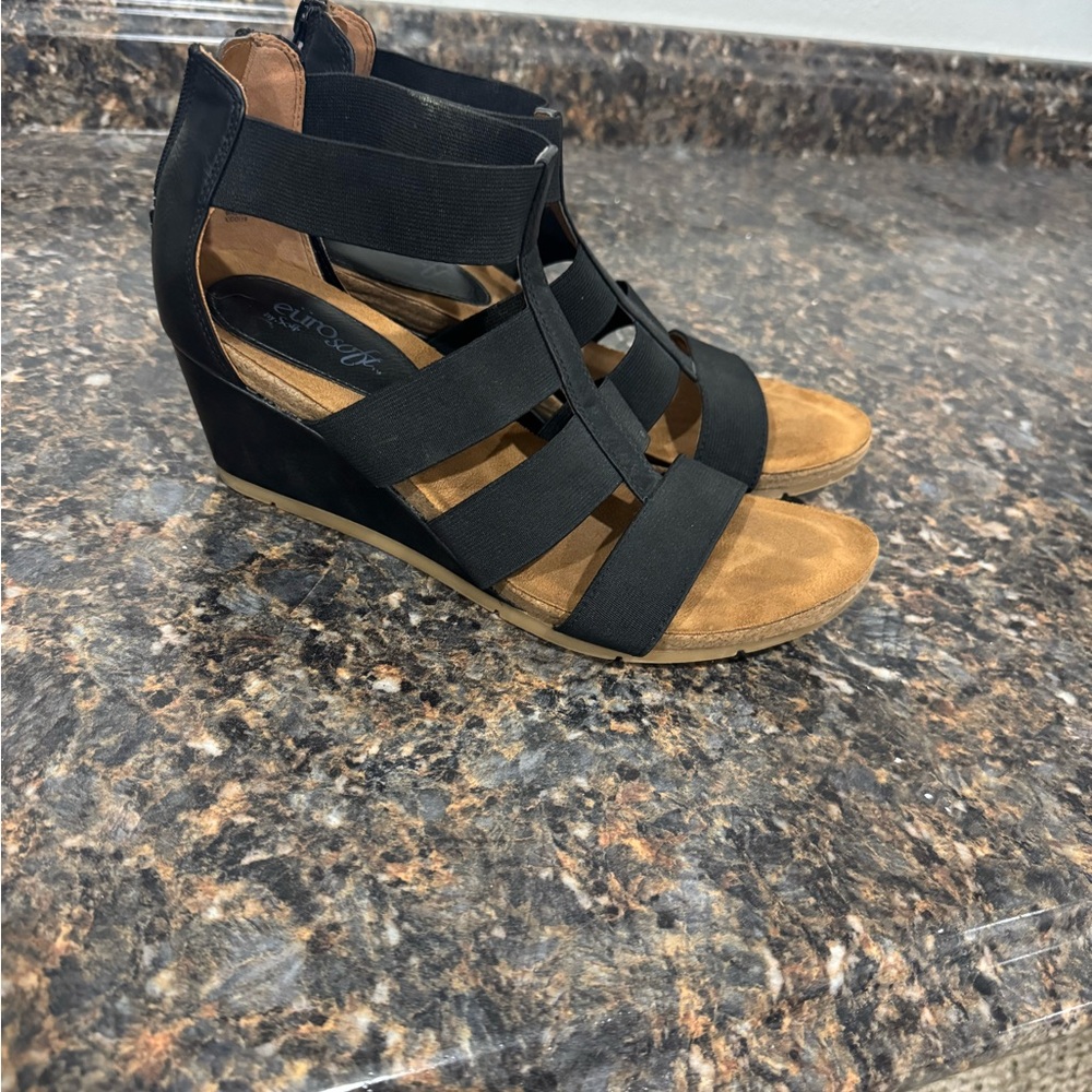 Black Wedge Sandals
